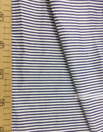 Cotton print fabric by the yard ''Narrow, White, Blue Stripe ...