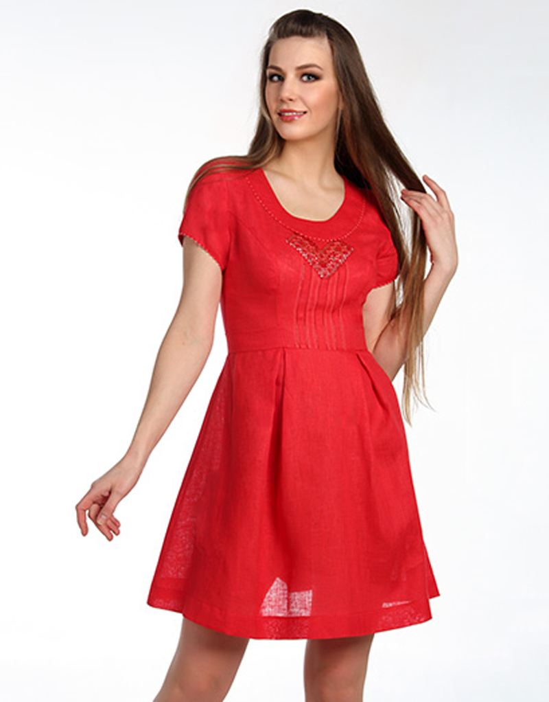 Boho Casual linen dress with embroidery ''Bell'' | RusClothing.com