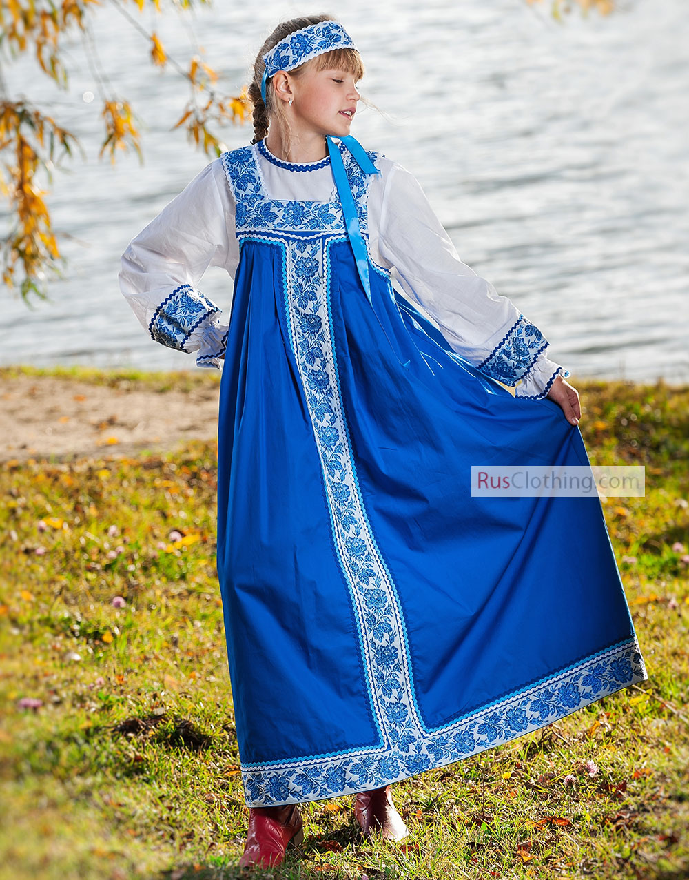 Russian folk dress ''Goluba'' | RusClothing.com