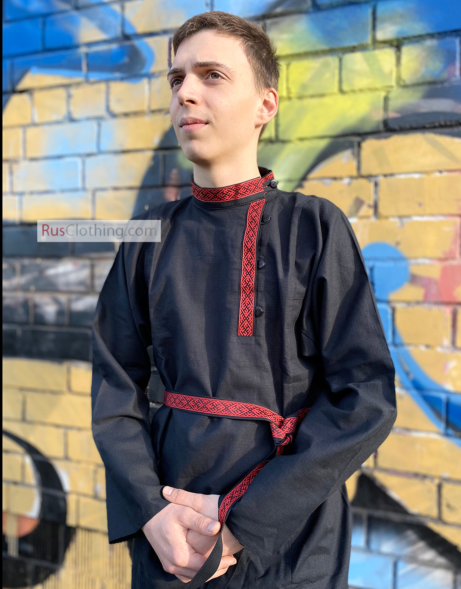 Russian shirt men traditional wear kosovorotka boho shirt ethnic folk Slavic clothing 
