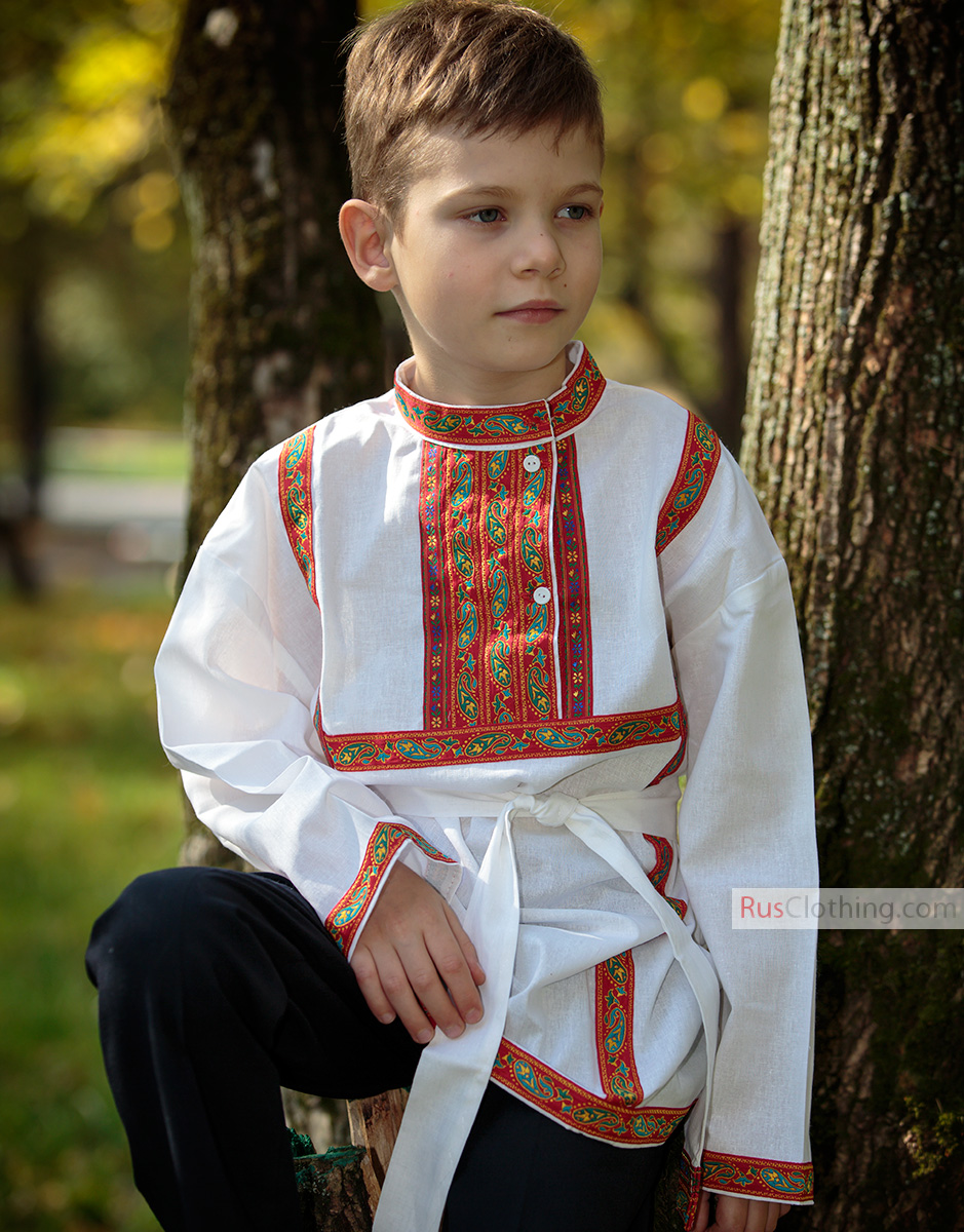 Russian shirt men cotton traditional wear kosovorotka boho shirt stagewear 