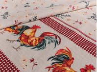 {[en]:Ukrainian embroidery fabric Colored roosters}
