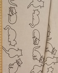{[en]:Russian linen fabric by the yard Black cats}