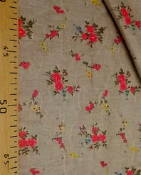 {[en]:Russian linen fabric by the yard Red bouquet with grey}