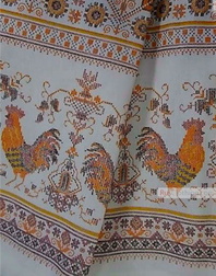 Rooster Print Fabric by the yard ''Colored Cocks On White''}
