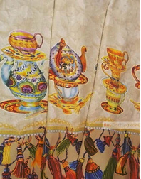 Vintage Fabric Ornament by the yard ''Eastern Samovar''}