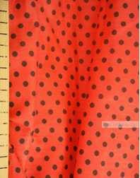 Vintage Fabric Prints by the yard ''Small Peas, Black On Red''}
