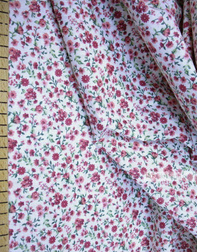 Floral cotton fabric by the yard ''Small Red Flowers On White''}