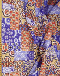 Folklore Fabric by the yard ''Beige-Blue Flap''}