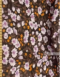 Floral cotton fabric by the yard ''Night Flowers''}