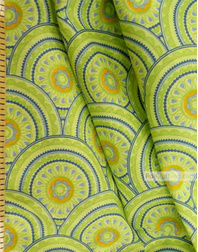 Geometric Print Fabric ''Green Circles''}