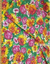 Russian Floral Fabric ''Wildflowers On A Bright Field (Green)''}
