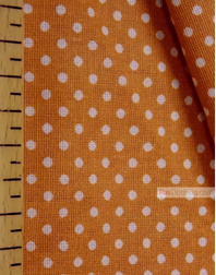 Cotton print fabric by the yard ''Little White Polka Dot On Terracotta''}