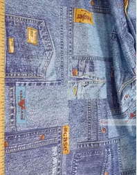 Tissu vintage au metre ''Jeans''}
