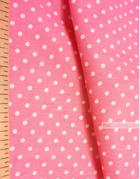 Cotton print fabric by the yard ''Small White Polka Dots On Coral''}