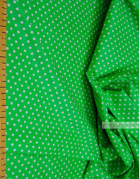 Cotton print fabric by the yard ''Little Peas, White On Green''}