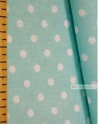 Cotton print fabric by the yard ''Small White Polka Dots On Pale Turquoise''}