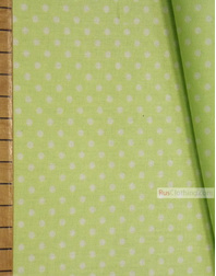 Tissu vintage au metre ''Small White Polka Dots On Pale Green''}