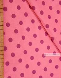Tissu coton imprime au metre ''Purple Polka Dots On Pink''}
