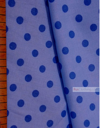 Cotton print fabric by the yard ''Blue Polka Dots On Light Blue''}