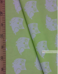 Baby Quilt Fabric by the Yard ''White Owls On The Salad''}