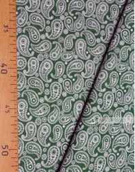 Paisley coton fabric by the yard ''Paisley, Small, White On Green''}