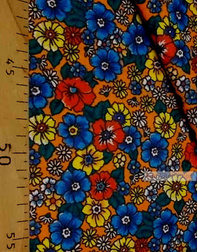Floral cotton fabric by the yard ''Wild Flowers On The Orange Box''}