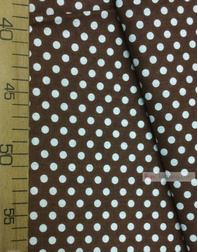 Tissu coton imprime au metre ''Small White Polka Dots On Brown''}