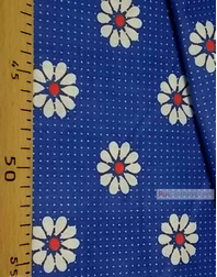 Floral cotton fabric by the yard ''Red Daisies With Dot''}