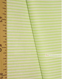 White cotton fabric by the yard ''Narrow, Pale-Green Stripe On White''}