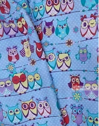 Baby fabric by the Yard ''Owlets On Blue''}
