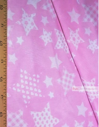 Textile enfant au metre ''White Stars With Light Pink Pattern''}