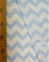 Baby fabric by the Yard ''White, Pale Blue Zigzag''}