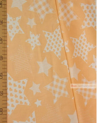 Childrens Fabric by the Yard ''White Stars With Peach Pattern''}