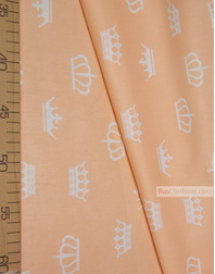 Kids Fabric by the Yard ''White Crowns On Peach''}
