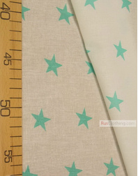 Childrens Fabric by the Yard ''Mint Star On White''}