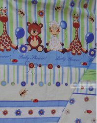 Baby Quilt Fabric by the Yard ''Little Animals With Balloons''}