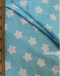 Kids Fabric by the Yard ''White Star-Gingerbread On Light Turquoise''}