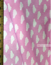 Tissu pour bébé au metre ''White Clouds On Pink''}