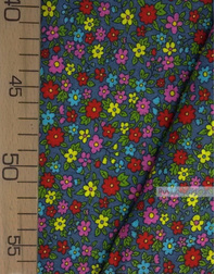 Floral cotton fabric by the yard ''Small Wild Flowers On Gray''}