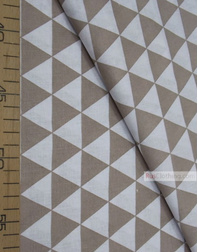Geometric Print Fabric ''Coffee, White Triangles''}