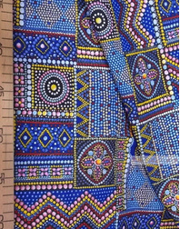 Folk Fabric by the yard ''Byzantine Mosaic On Blue''}