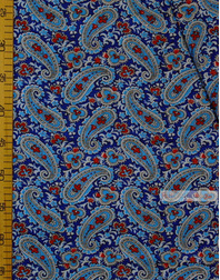 Fabric Folk Decorations by the yard ''Blue Paisley On Blue''}