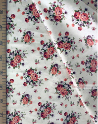 Floral cotton fabric by the yard ''Bouquet Of Flowers On Cream''}