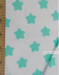 Nursery Print Fabric by the Yard ''Mint Star On White''}