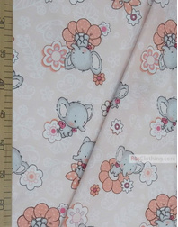 Baby fabric by the Yard ''Elephants With Flowers''}