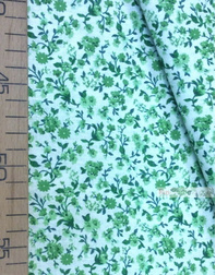 Floral cotton fabric by the yard ''Small Green Flowers On The Dairy Field''}
