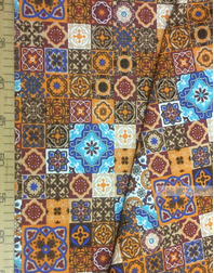 Folk Fabric by the yard ''Eastern Mosaic On The Burgundy-Orange''}