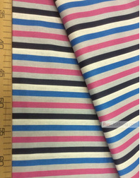 Geometric Print Fabric ''Blue-Pink Strip''}