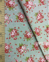 Tissu coton fleuri au metre ''Bouquet Of Red Daisies On Gray''}